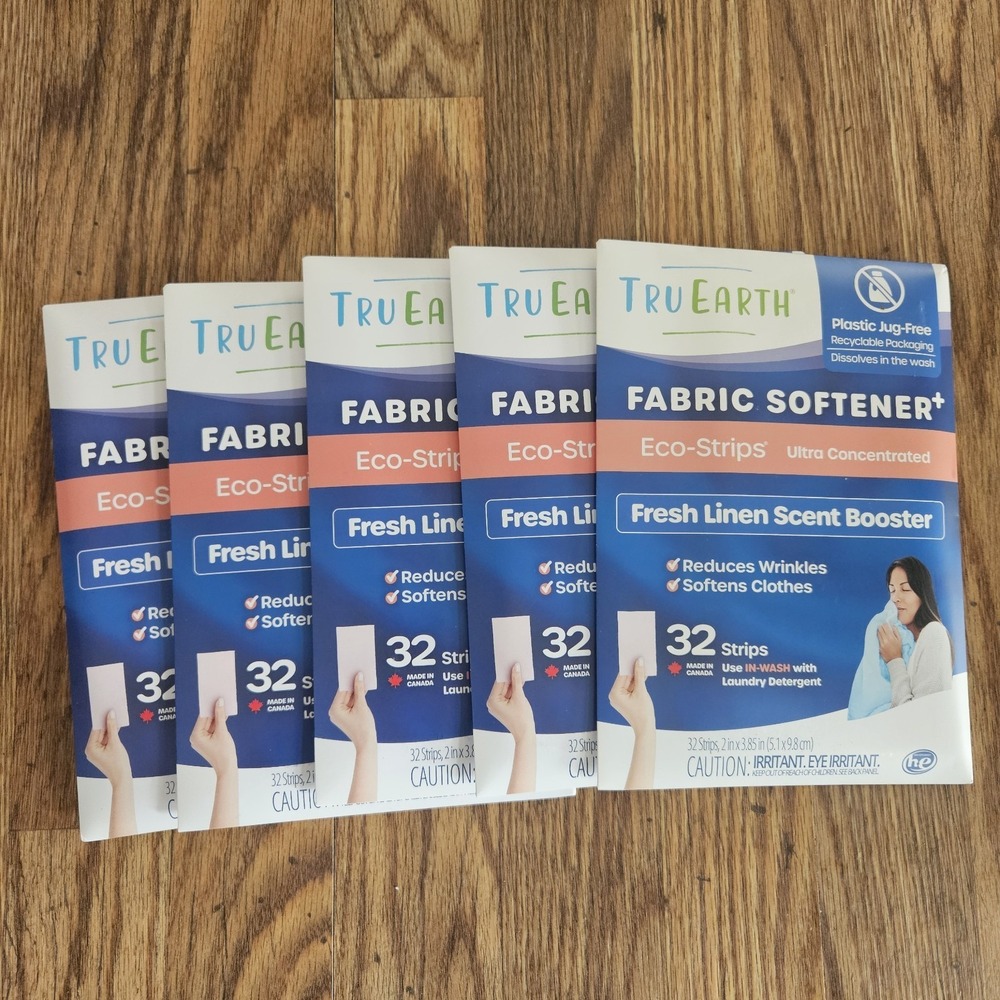 Pack‎ of 5 TruEarth Fabric Softener Ultra Concentrated 32 Eco Strips Fresh Linen